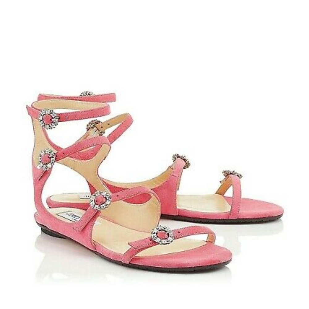 Like new Jimmy Choo Naia Flat Suede and Swarovski Sandals